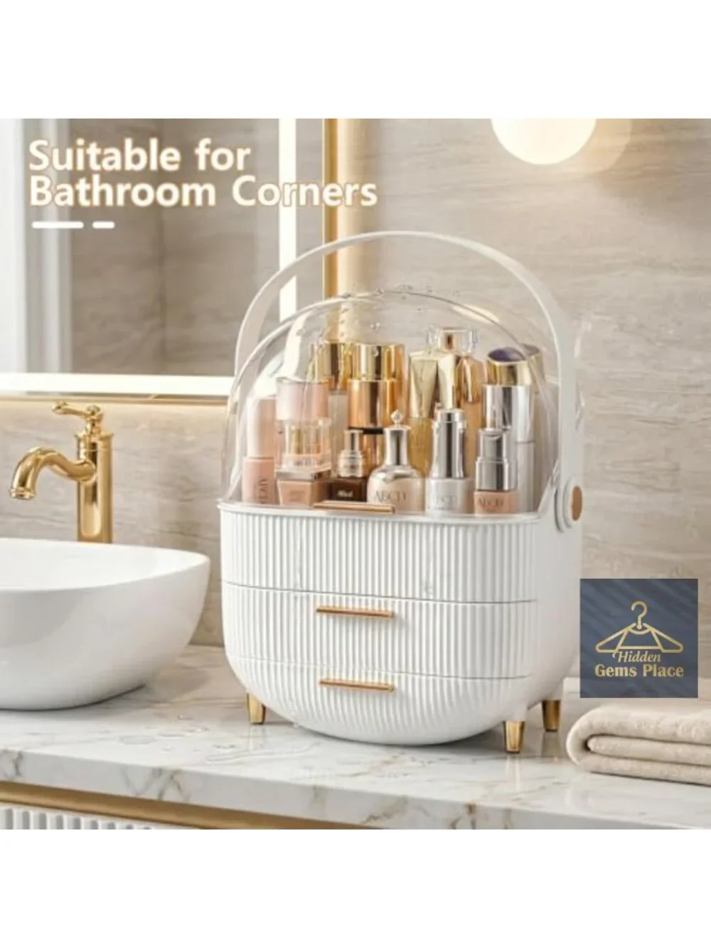Makeup Organizer with Drawers - Acrylic Cosmetic Storage Case with Cover